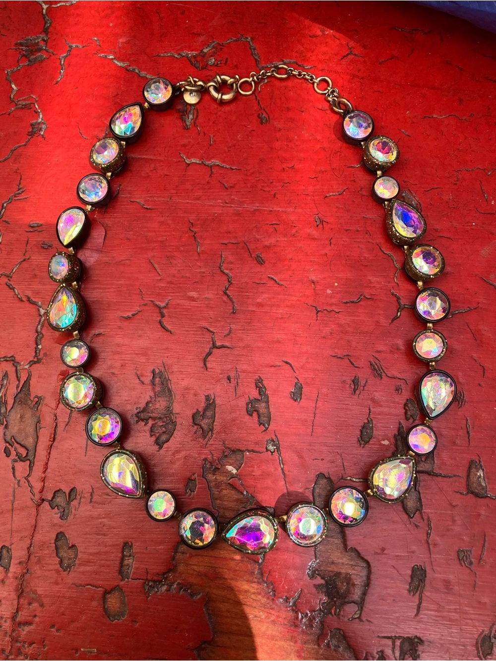 RARE Vintage J Crew Necklace Sea Glass Effect Brulee Aurora Borealis